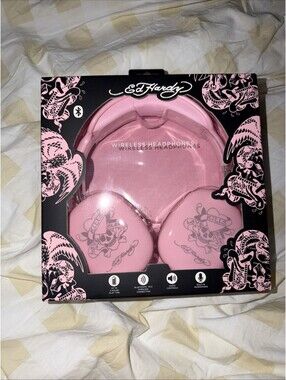Ed Hardy Wireless Headphones Pink Bluetooth